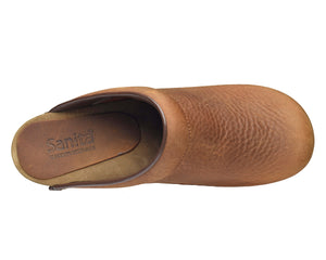 Sanita Chrissy Women&#39;s Wood Clog in Chestnut Open Back Clog