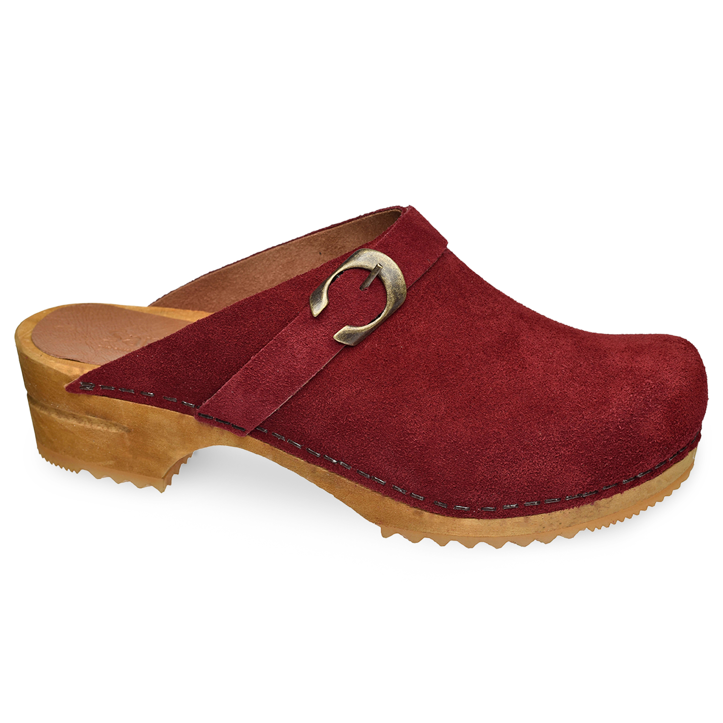 Sanita Hedi Women's Wood Clog in Deep Red Open Back Clog