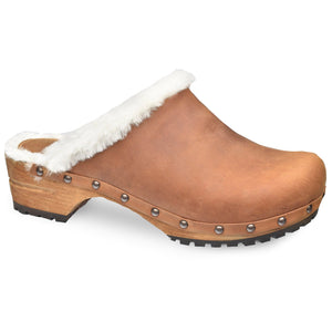 Sanita Hese Women&#39;s Wood Clog in Chestnut Open Back Clog