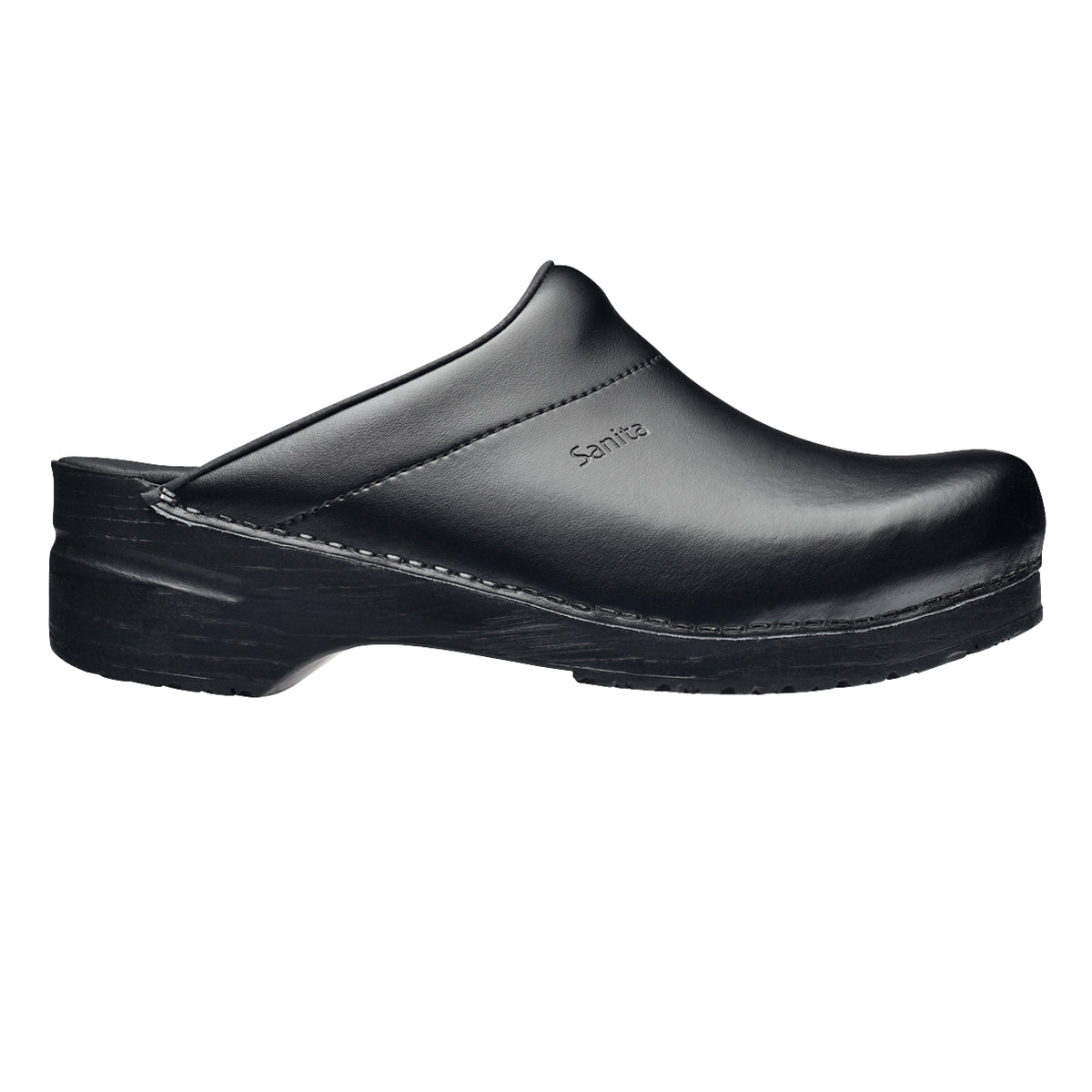 Sanita Karl PU Men's Clog in Black Open Back Clog