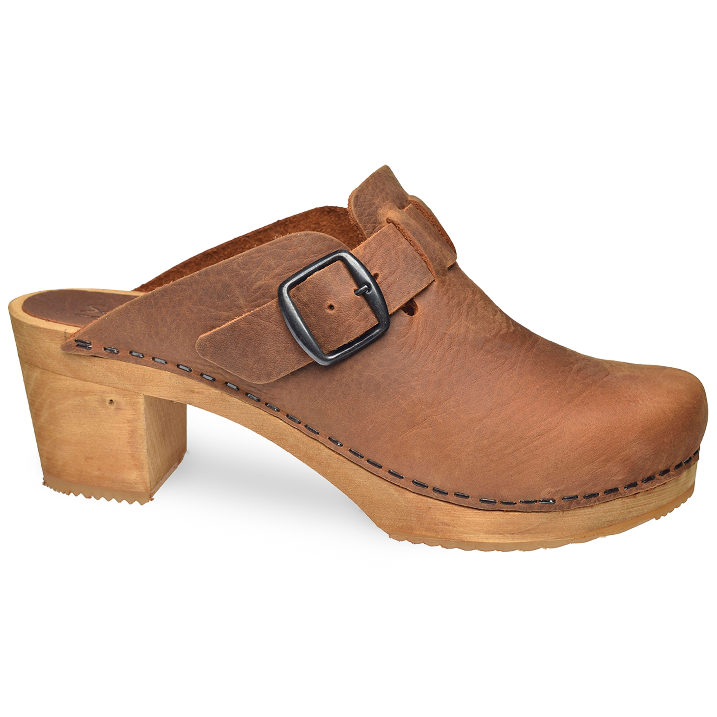 Sanita Malulo Women's Wood Mule in Chestnut Open Back Clog