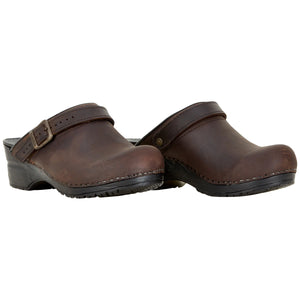 Sanita Morse Women&#39;s Clog in Antique Brown Open Back Clog