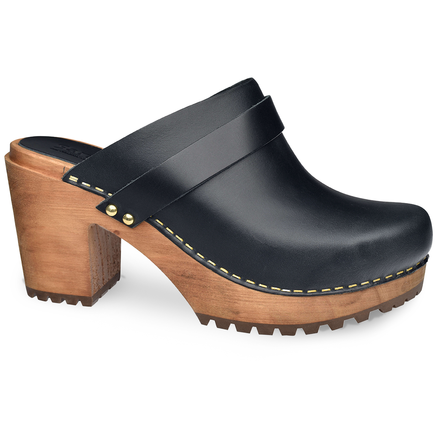 Sanita Peleni Women's Wood Clog in Black Open Back Clog