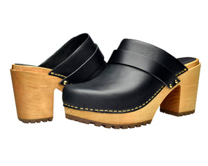 Sanita Peleni Women&#39;s Wood Clog in Black Open Back Clog