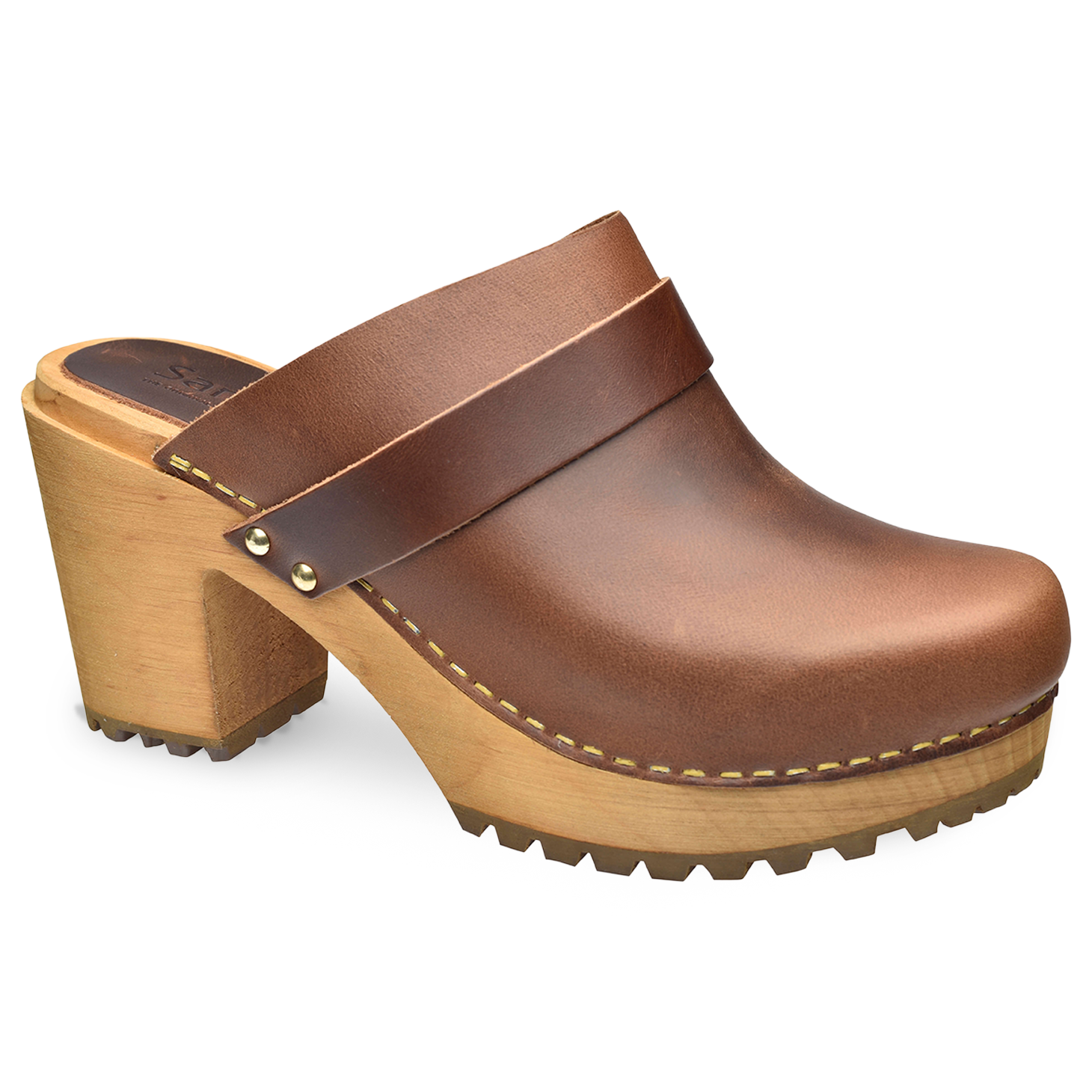 Sanita Peleni Women's Wood Clog in Brown Open Back Clog