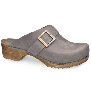 Sanita Urban Women&#39;s Wood Clog in Anthracite Open Back Clog