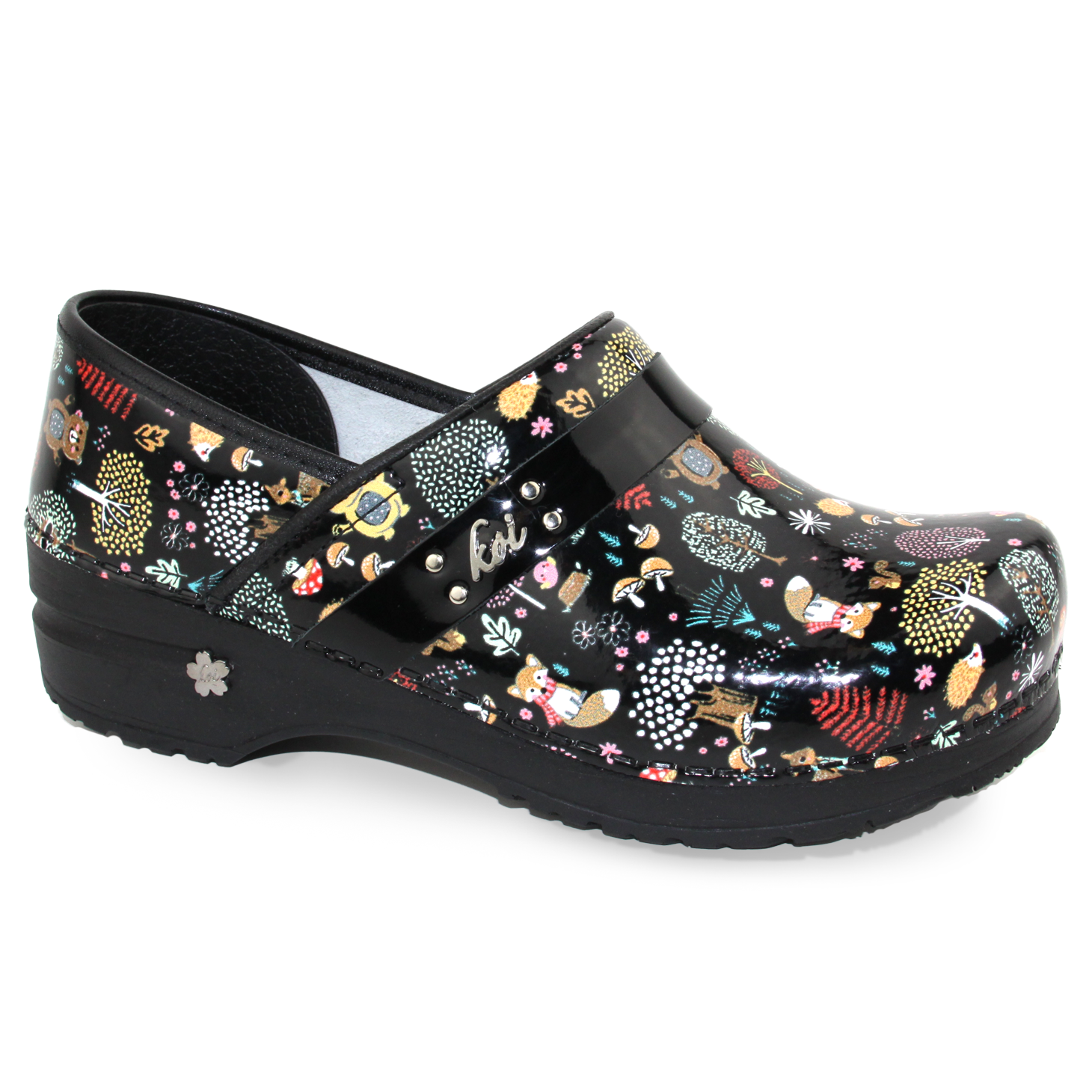 Sanita Woodland Creatures Women's Clog in Black Closed Back Clog