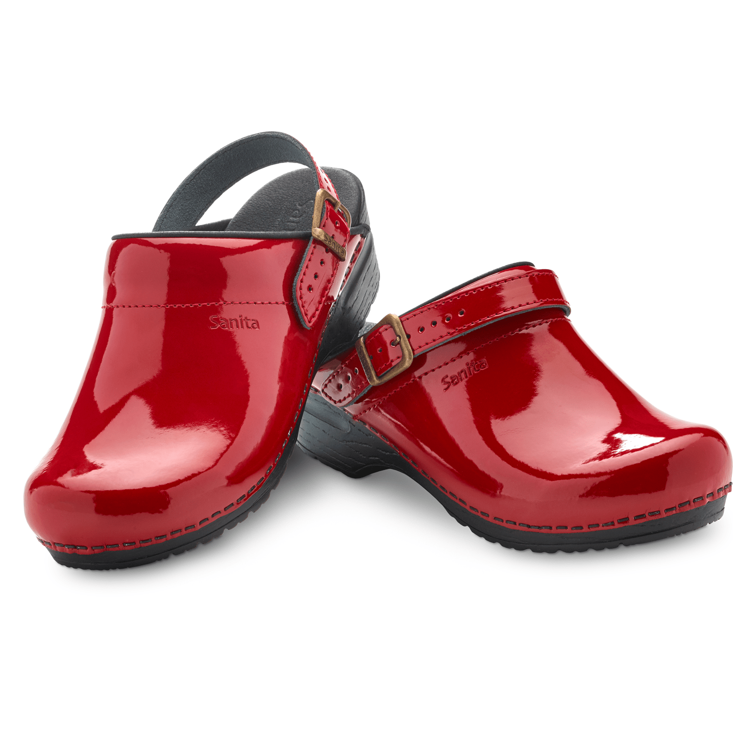 Red sales sanita clogs